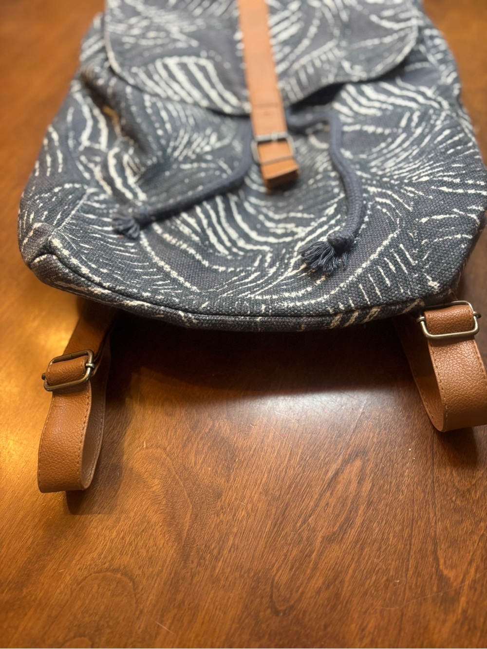 lu & elle Navy Canvas Tote with Brown Accent - Picture 2 of 8